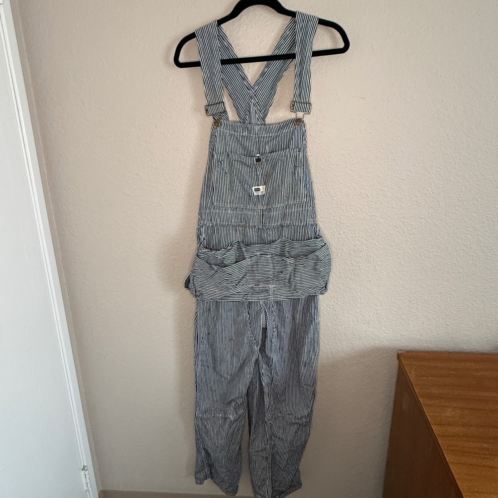 Vintage Sears Hickory Stripe Bib Overalls Apron Carpenter Union Rugged 34x28